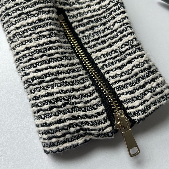 H&M Tweed Blazer Jacket Two Pockets Long Sleeves Black White Medium Large 10 - Picture 11 of 13